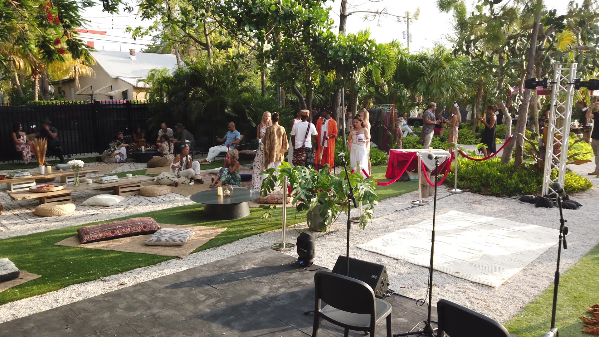 The lounge set for a gathering
