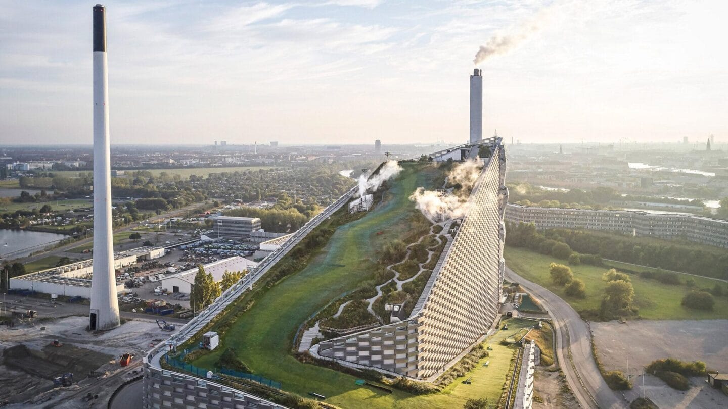 The landmark CopenHill waste-to-energy plant first imagined by Bjarke Ingels Group opened in Copenhagen 2019