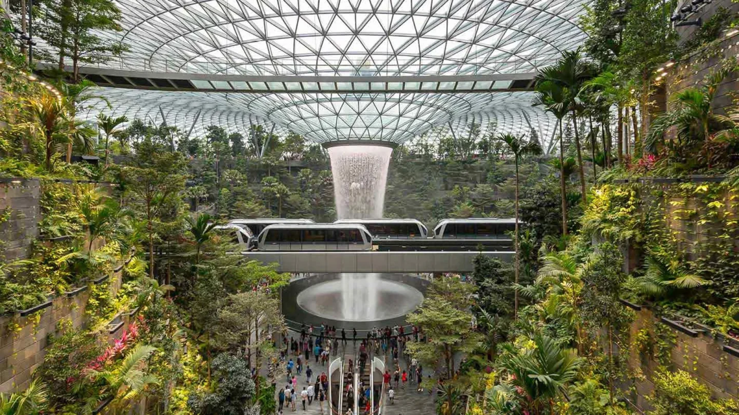 Jewel Changi Airport Development / Woh-Hup and Obayashi Singapore – Designed by Safdie Architects, the dome-shaped building houses a dynamic mix of retail, leisure, garden and hotel amenities, as well as airport operations.