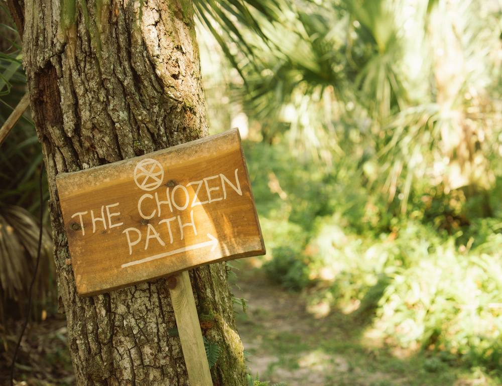 The ChoZen Path trail sign at the entrance to the property in Sebastian, Florida